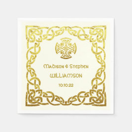 Guardanapo De Papel Celtic Wedding Ivory e Faux Dourado Personalize