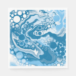 Guardanapo De Papel Células de pintura de mármore azul-fluido digital