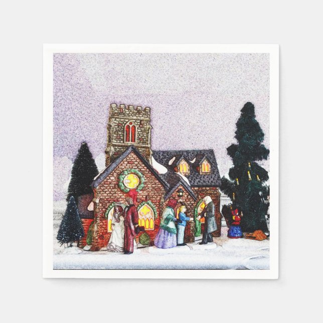 Guardanapo De Papel Cena da Vila Holiday (Frente)