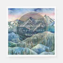 Guardanapo De Papel Cena de aquarela de montanha Casamento de destino 