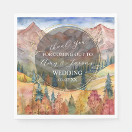 Guardanapo De Papel Cena de aquarela de montanha Casamento Destino C
