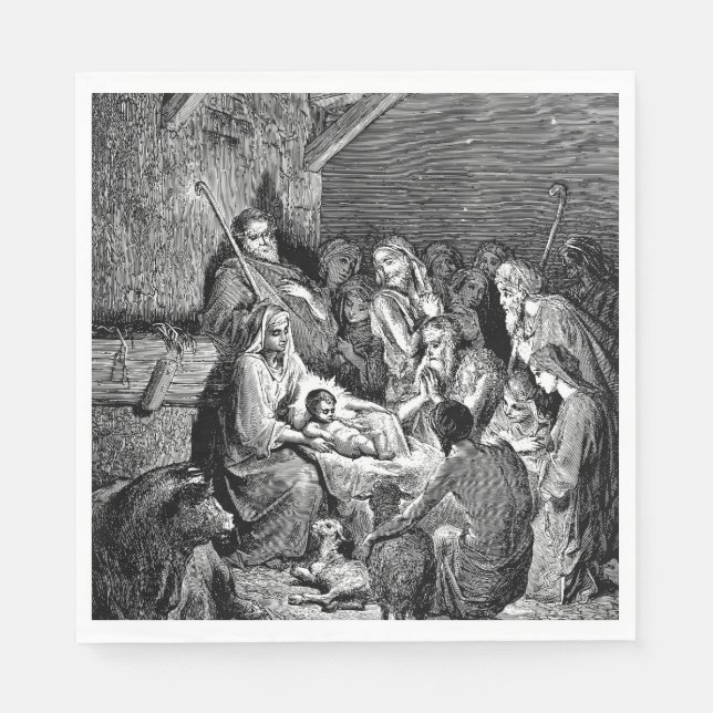 Guardanapo De Papel Cena de Natal Ilustrada (Frente)