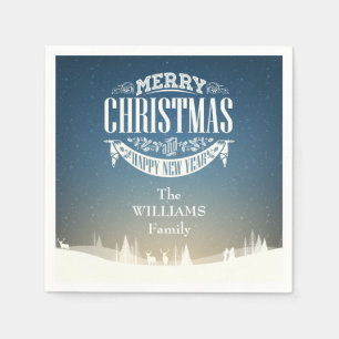 Guardanapo De Papel Cena de Natal Personalizada com Neve de Inverno