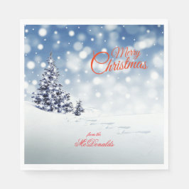 Guardanapo De Papel Cena de neve e árvores de Natal - Personalize
