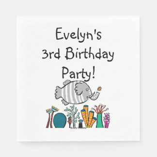 Guardanapo De Papel Cena de Peixes Elefantes-Bonitos com Coral