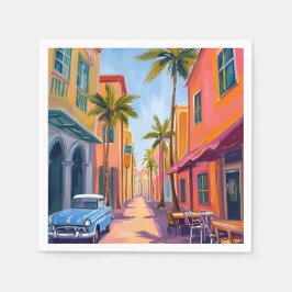 Guardanapo De Papel Cena de Rua Colorida de Miami Beach