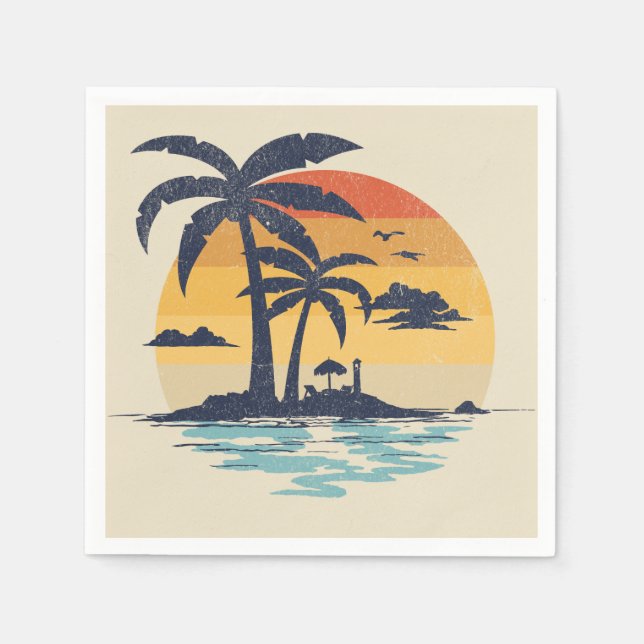 Guardanapo De Papel Cena tropical de verão (Frente)