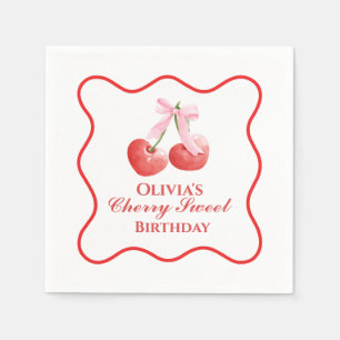 Guardanapo De Papel Cereja Doce aniversário Laço Rosa Xadrez
