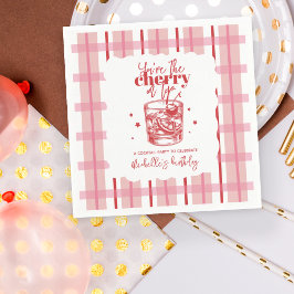 Guardanapo De Papel Cereja no Topo Rosa Vermelho Coquetel Aniversário