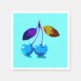 Guardanapo De Papel Cerejas azuis-claras vibrantes