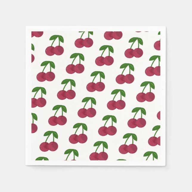 Guardanapo De Papel Cerejas Escuras de Verão (Frente)