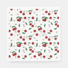 Guardanapo De Papel Cerejas Vermelhas Botânicas Verde & Blossomas