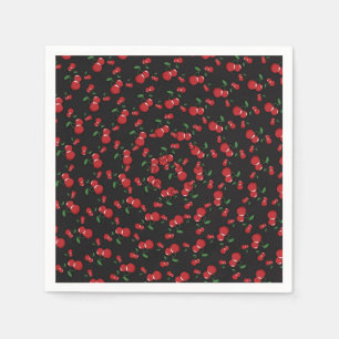 Guardanapo De Papel Cerejas Vermelhas em Preto Festa de Aniversário de