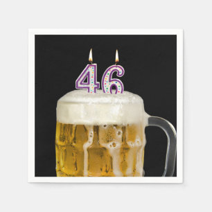 Guardanapo De Papel Cerveja de aniversário de 46 anos em preto