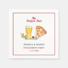 Guardanapo De Papel Cerveja e Pizza - Festa de noivado de Par Perfeita