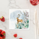 Guardanapo De Papel Cervo Veado em Aquarela Floral de Natal de Inverno<br><div class="desc">Guardanapos de Festa de Papel de Natal Floral de Inverno com Cervo em Aquarela apresenta um cervo veado em aquarela com detalhes florais da floresta. Perfeito para o Natal,  feriado de inverno,  festas de aniversário e celebrações. Criado por ©Evco Holidays www.zazzle.com/store/evcoholidays</div>