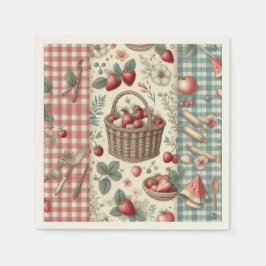 Guardanapo De Papel Cesta de Frutas Gingham Diversão