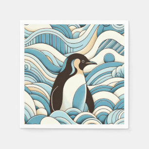 Guardanapo De Papel Céu Azul Cama Ondas Oceânicas E Pinguim Cujo Pingu