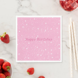 Guardanapo De Papel Céu Branco Rosa de Estrelas de Aniversário