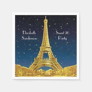 Guardanapo De Papel Céu Dourado de Paris #2 Estrela Azul Doce 16 SQ