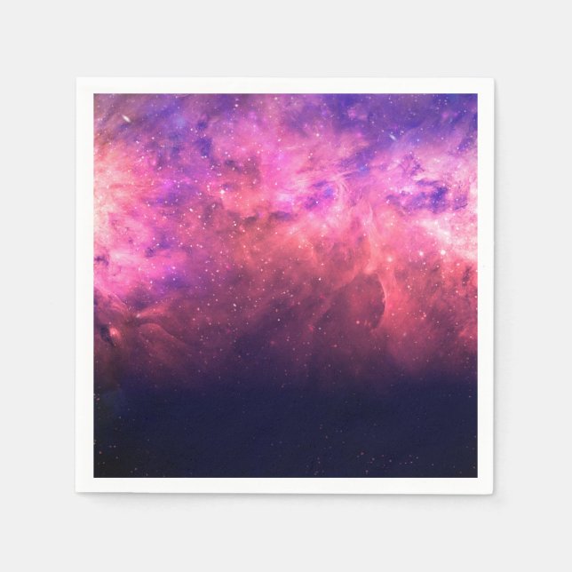 Guardanapo De Papel Céu Estelar Roxo Rosa Galáxia Cósmica Céu Fogo Bri (Frente)