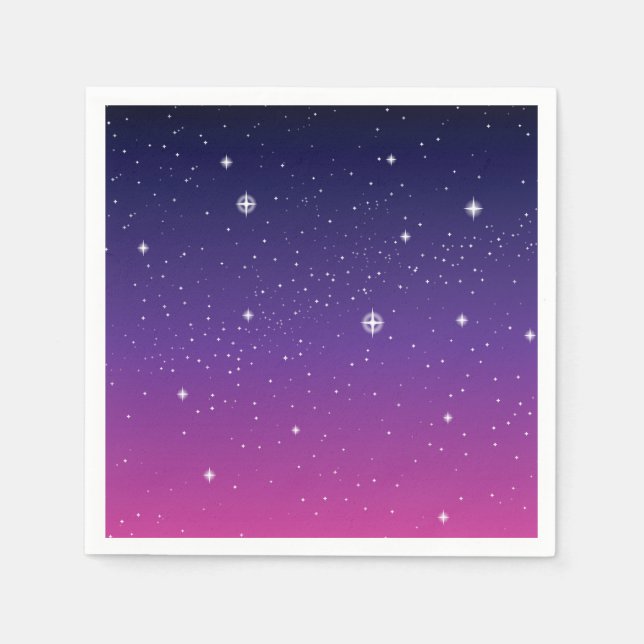 Guardanapo De Papel Céu Noturno Estrelado Roxo Escuro (Frente)