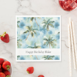 Guardanapo De Papel Céus Azuis Ilhas Tropicais Palmeiras Aniversário