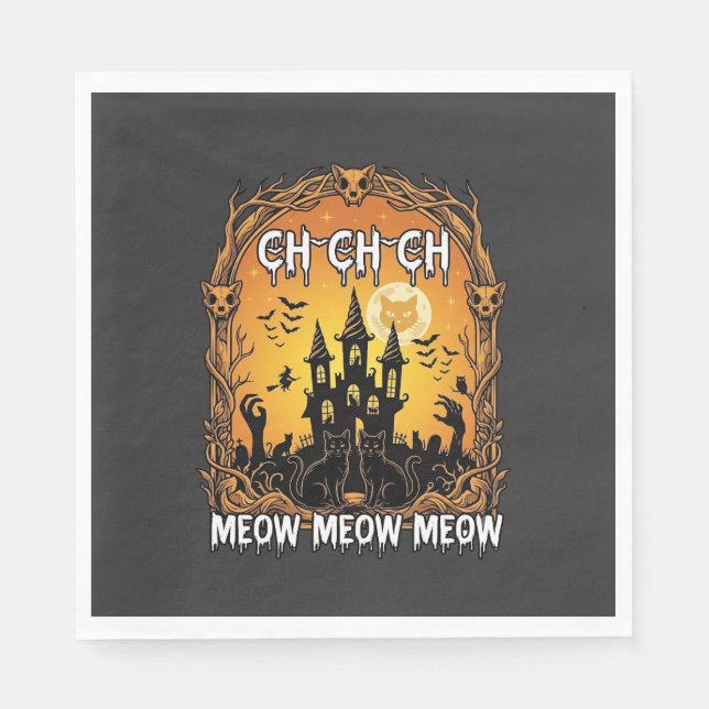 Guardanapo De Papel Ch Meow Halloween Castelo Assombrado_1 (Frente)