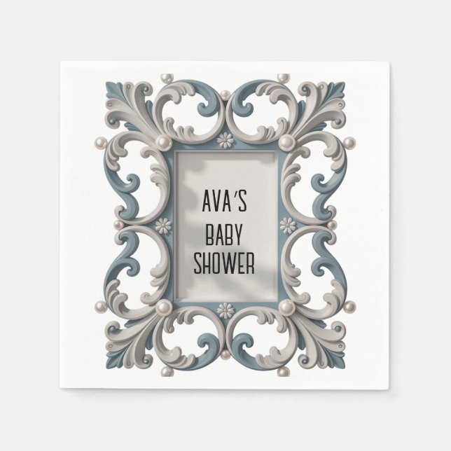 Guardanapo De Papel Chá Barroco Bebê Elegante (Frente)