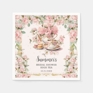 Guardanapo De Papel Chá da Noiva Vintage Rosa com Flores