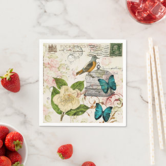 Guardanapo De Papel Chá da tarde botânico em estilo francês antigo em