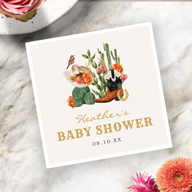 Guardanapo De Papel Chá de Bebê à Ocidental (Boho Western Baby Shower Napkins by Painted Paperie
)