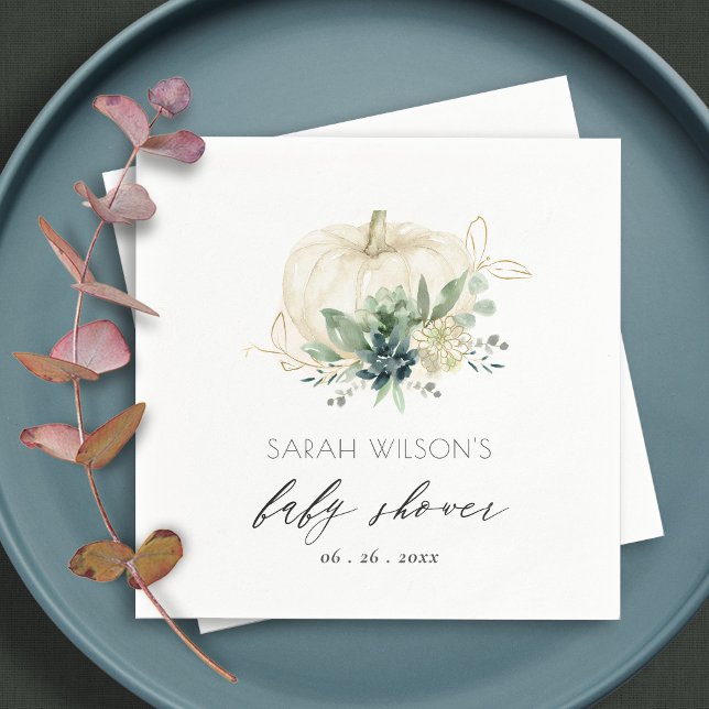 Guardanapo De Papel Chá de Bebê Abóbora Suculenta Azul Esverdeado Escu (Criador carregado)