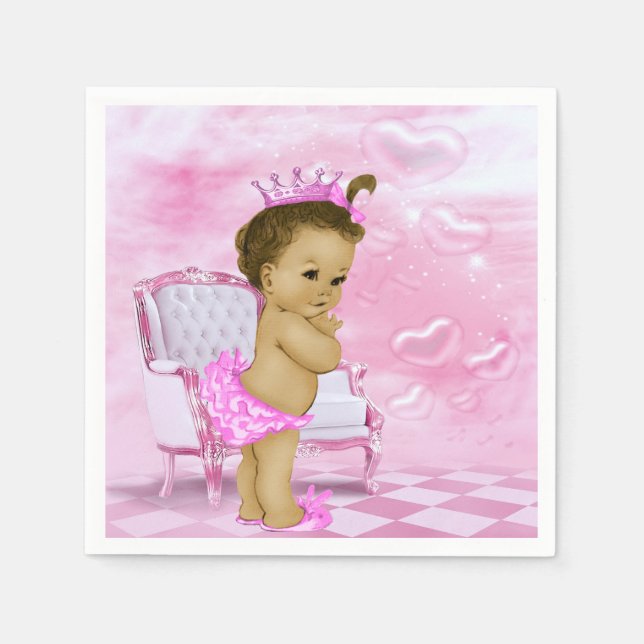 Guardanapo De Papel Chá de Bebê Afro-Americano Rosa (Frente)