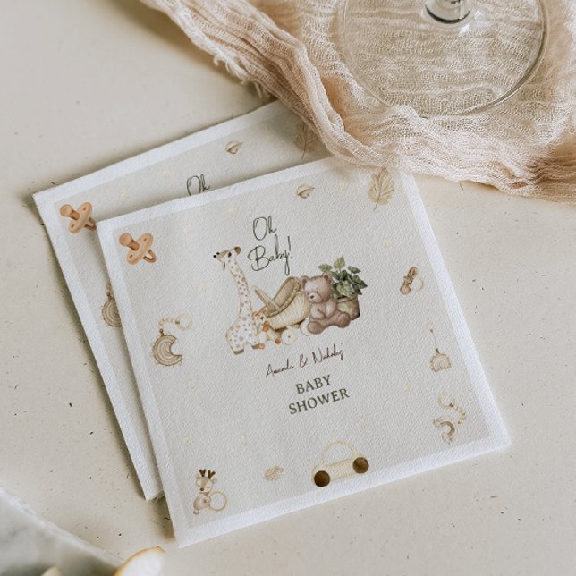 Guardanapo De Papel Chá de Bebê Animais Boho Berçário (Criador carregado)