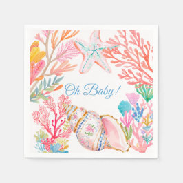 Guardanapo De Papel Chá de Bebê Aquarela Debaixo do Mar