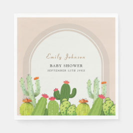Guardanapo De Papel Chá de Bebê Arco de Cactus Boho Neutro em Gênero