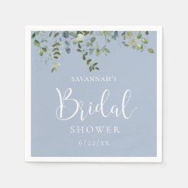 Guardanapo De Papel Chá de Bebê Azul Empoeirado Elegante em Aquarela