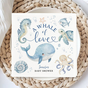 Guardanapo De Papel Chá de Bebê Baleia Menino Azul Oceano Papel
