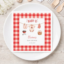 Chá de Bebê BBQ Rustico Xadrez Vermelho