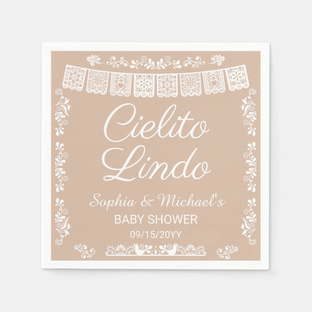 Guardanapo De Papel Chá de Bebê Bege Cielito Lindo (Frente)