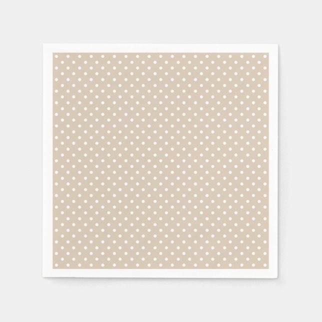 Guardanapo De Papel Chá de Bebê Bege e Branco com Bolinhas (Frente)