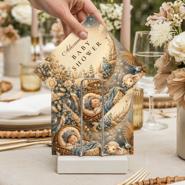 Guardanapo De Papel Chá de Bebê Boho Azul Elegante (Criador carregado)