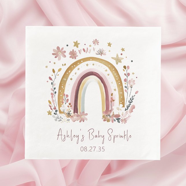 Guardanapo De Papel Chá de Bebê Boho Floral Arco-íris (Criador carregado)