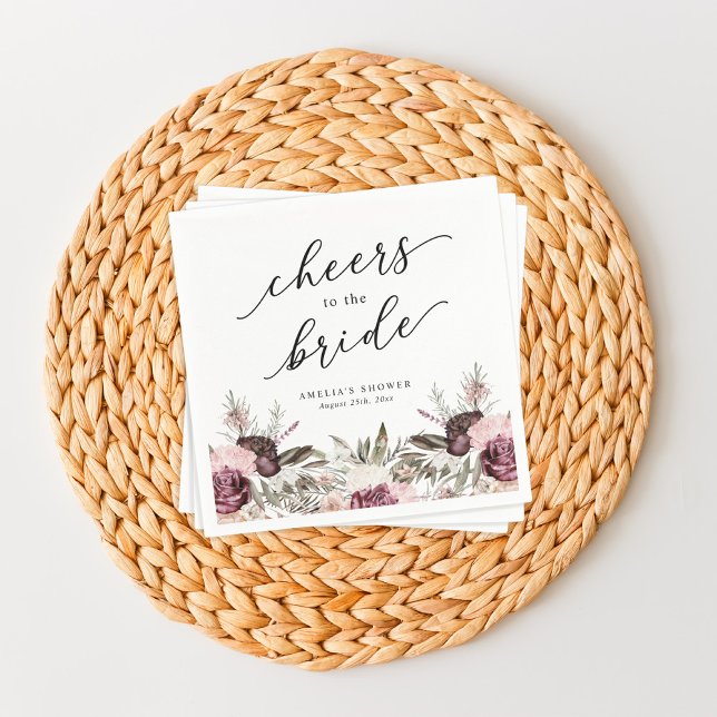 Guardanapo De Papel Chá de Bebê Boho Floral Borgonha (Criador carregado)