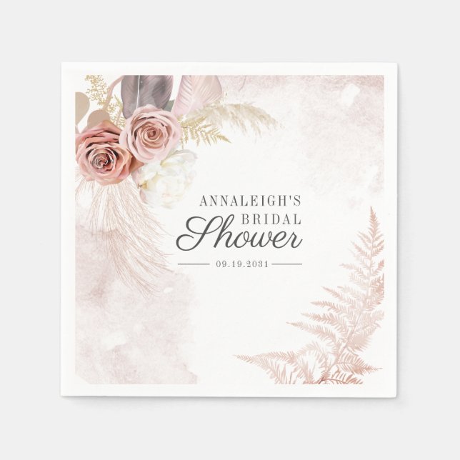 Guardanapo De Papel Chá de Bebê Boho Grama das Pampas Terracota Escrit (Frente)