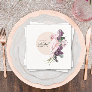 Guardanapo De Papel Chá de Bebê Boho Tropical Rosa Papagaio
