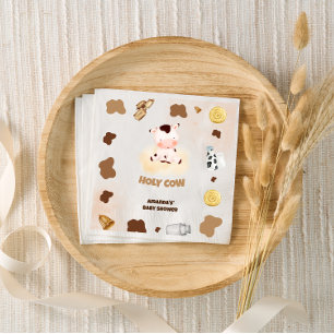 Guardanapo De Papel Chá de Bebê Boho Vaca Neutro