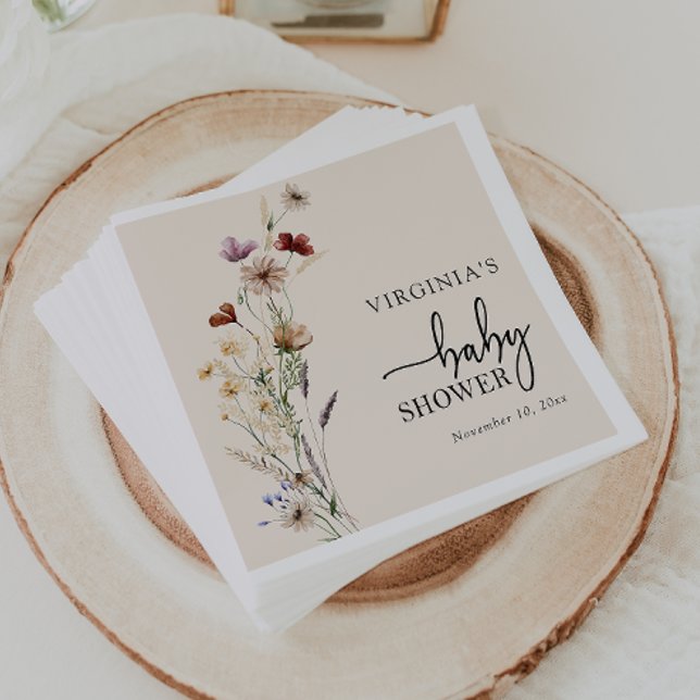 Guardanapo De Papel Chá de Bebê Boho Wildflowers (Boho Wildflowers Baby Shower Napkins by Painted Paperie
)