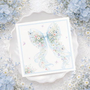 Guardanapo De Papel Chá de Bebê Borboleta Laço Azul Elegante